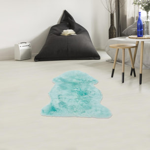 Authentique peau de mouton chaude et épaisse, teintée bleu