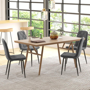 Juego de 4 Sillas de Comedor Modernas Sillas de Cocina Tapizadas en Terciopelo con Patas de Acero para Salón 45x54x87 cm Gris