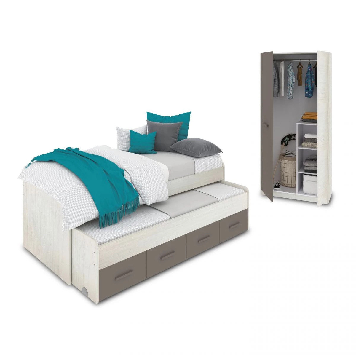 Dormitorio juvenil Axim Plus Blanco Alpes - Basalto