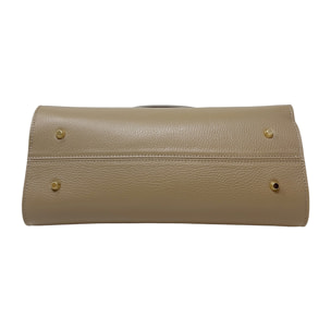 Borsa a Mano Elegante da Donna con Manico in Bambu in Pelle Martellata