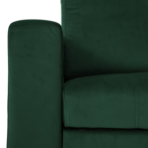 Canapé d'angle convertible JAMES 3 places en velours vert