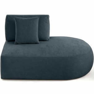 Santorini - module d'assise droit - en tissu texturé - Bleu grisé