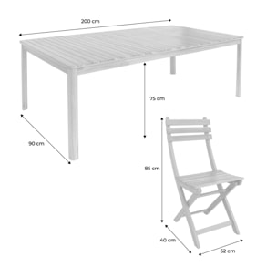 Table de jardin bois d'acacia + 10 assises CALENA + SENORA