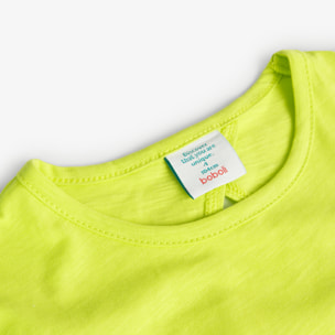 Camiseta flamé niña, algodón, estampado, verde, mangas