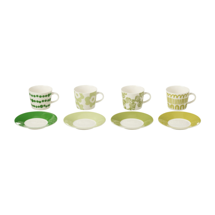 J-Line tasse + sous-tasse Coffret - céramique - vert - small - 4 pcs