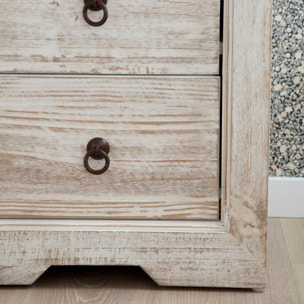 Table de chevet Oblak -bois massif d'araucaria-couleur blanc shabby 50 x 60 x 40 cm