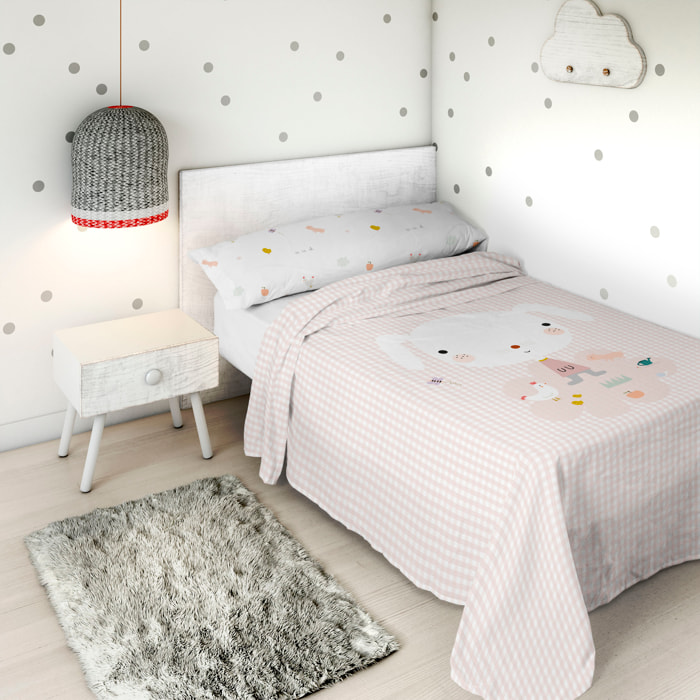 Haciendo el Indio - Juego de Sábanas Estampadas - Infantil - Incluye 1 Funda de Almohada - 100% Algodón - Granja