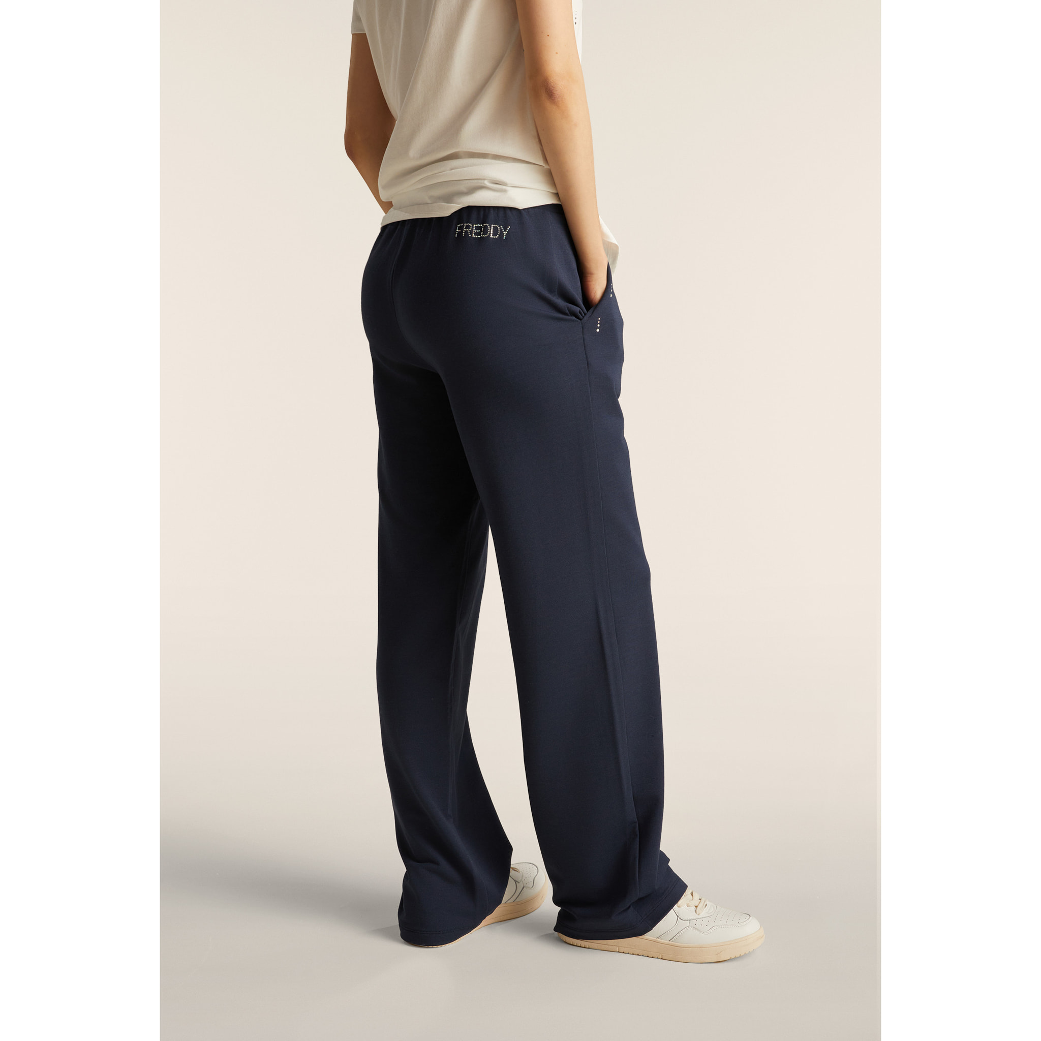 Pantaloni Comfort Fit con gamba dritta e Dettagli in Strass