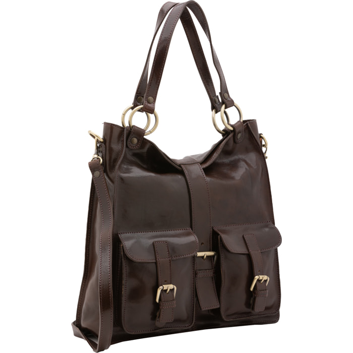 Borsa a spalla  da donna In Vera pelle Made in Italy 38x37x10 cm