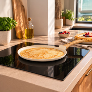 Crêpière 26cm avec revêtement céramique crème - tous feux COLORAMA