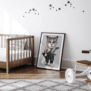 Affiche enfant chat en métal lourd  Affiche sous cadre noir