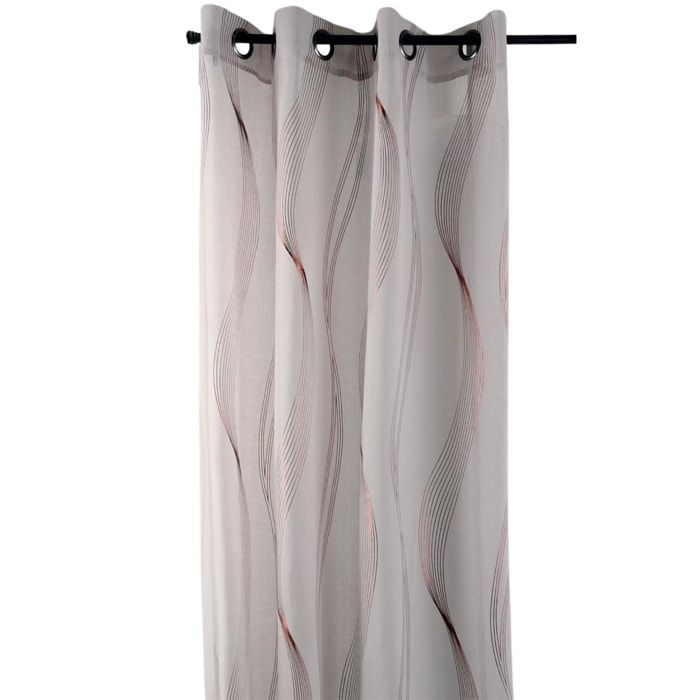 Voilage rayures ondulées métalisées - Beige