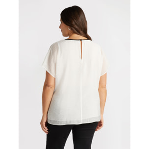 Fiorella Rubino - Blusa con bordes negros. - Blanco