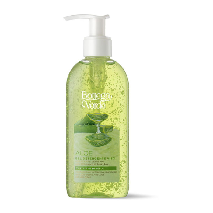 ALOE - Gel detergente viso - idratante lenitivo - con 20% succo di Aloe* bio (200 ml) - per tutti i tipi di pelle