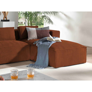 Stella - canapé d'angle droit en velours côtelé - 4 places -style contemporain - Terracotta