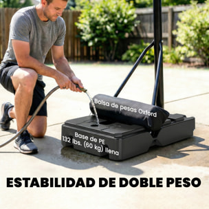 Canasta de Baloncesto para Exterior, Altura Ajustable de 5 Niveles, 235-305 cm, Canasta de Baloncesto Portátil con Ruedas, Base Rellenable y Bolsa de Peso, para Adultos y Adolescentes