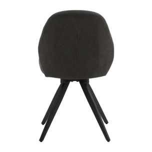 Set di 2 sedie girevoli ZENNENDAL in similpelle antracite e gambe in metallo nero