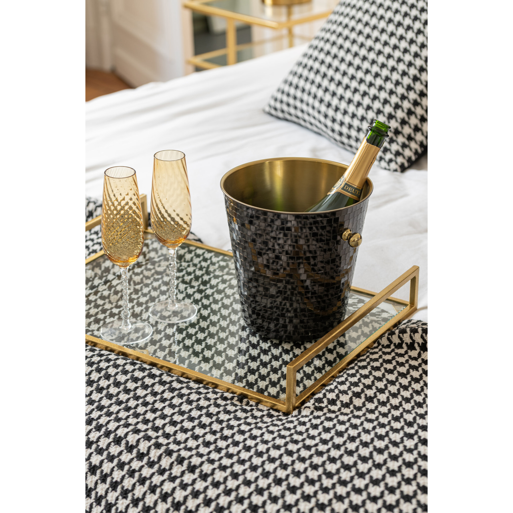 J-Line plateau - acier/verre - or - set de 2