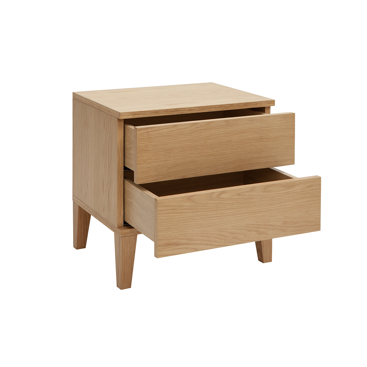 Table de chevet avec rangements 2 tiroirs scandinave bois clair chêne L50 cm FREDDY