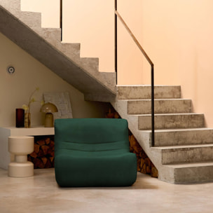 Fauteuil chauffeuse en velours style contemporain 1 place vert