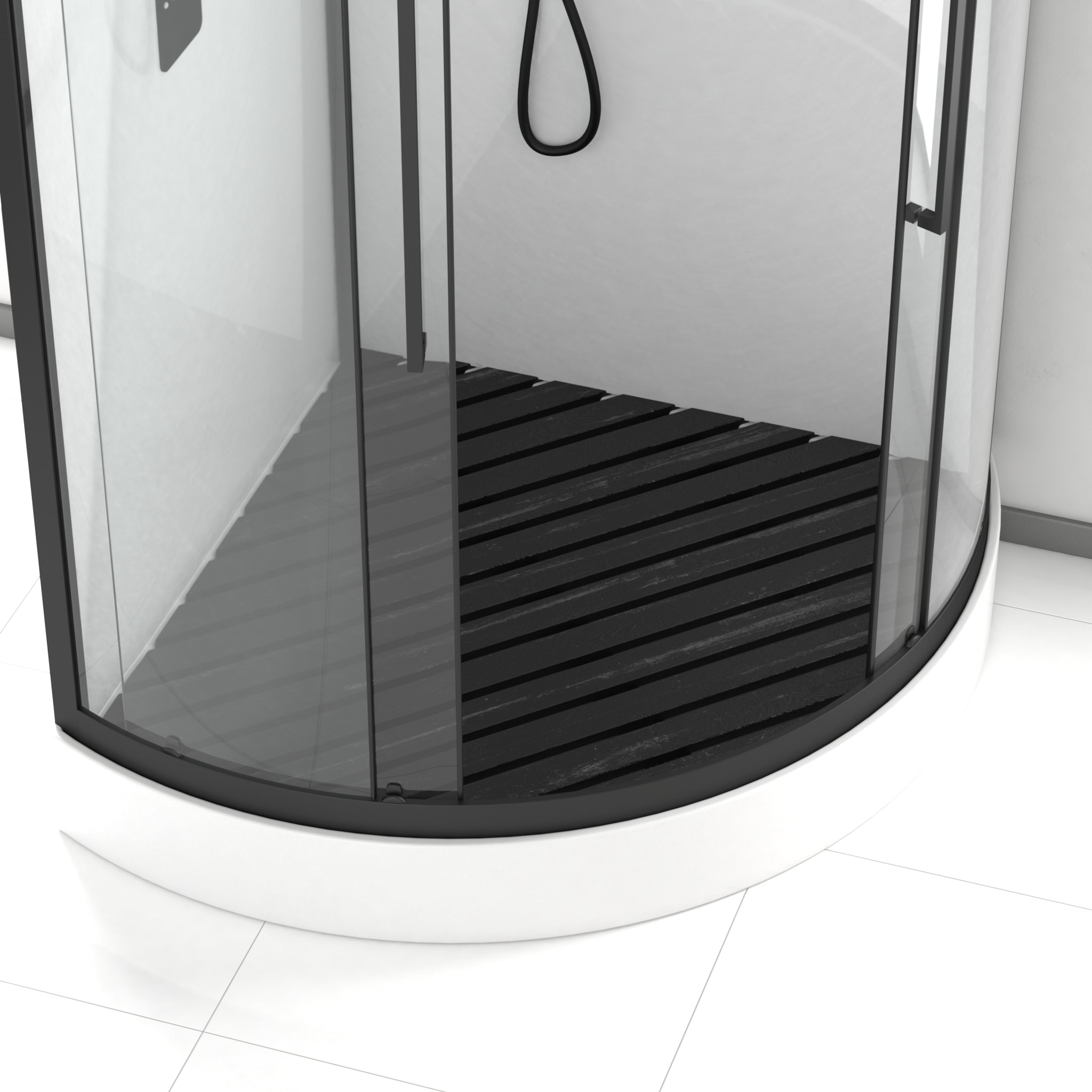 Caillebotis en Bois Composite Gris pour Cabine 1/4 de Cercle - Dimensions 76.2 x 76.2 x 3.2 cm