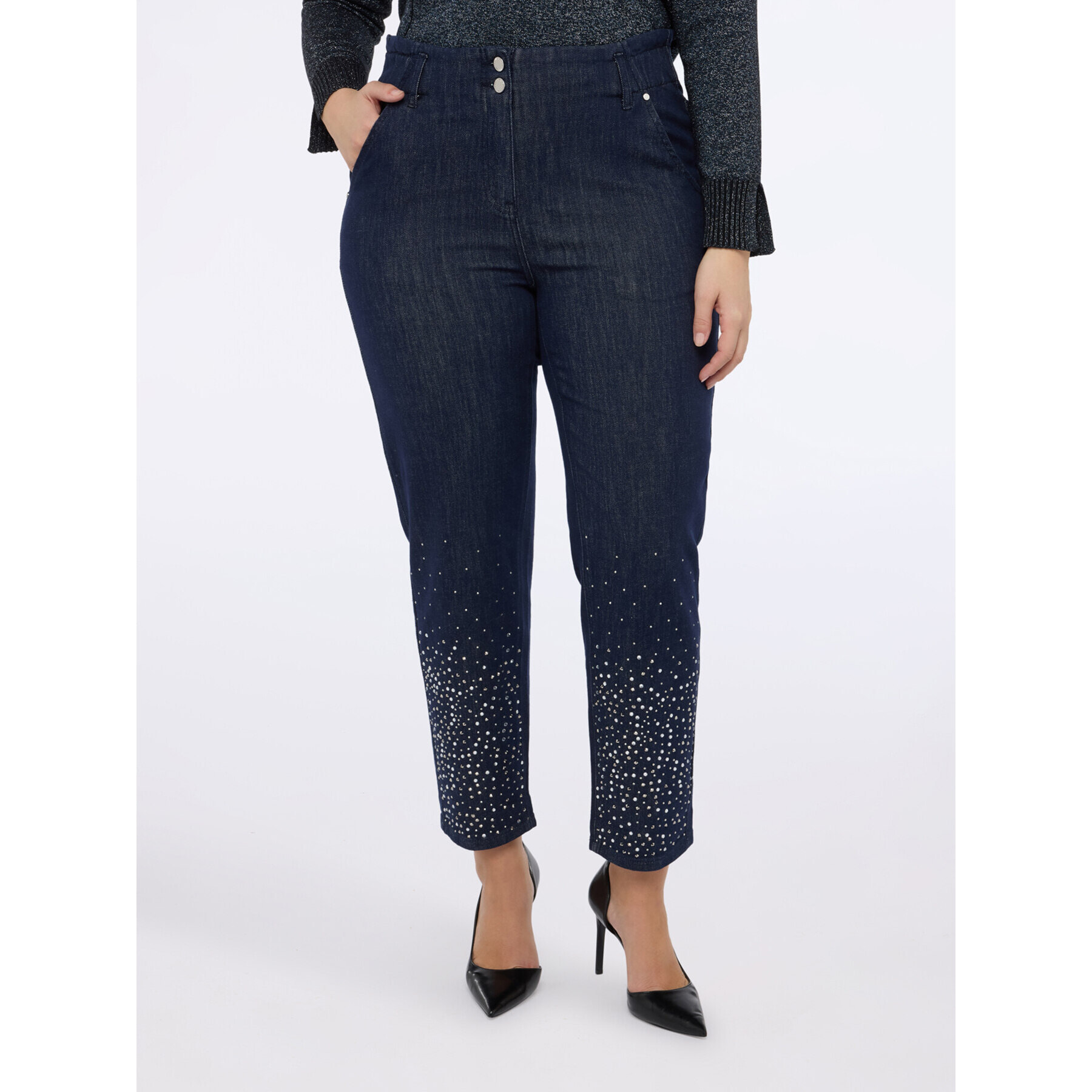 Fiorella Rubino - Jeans Ballon con applicazioni luminose - Blu