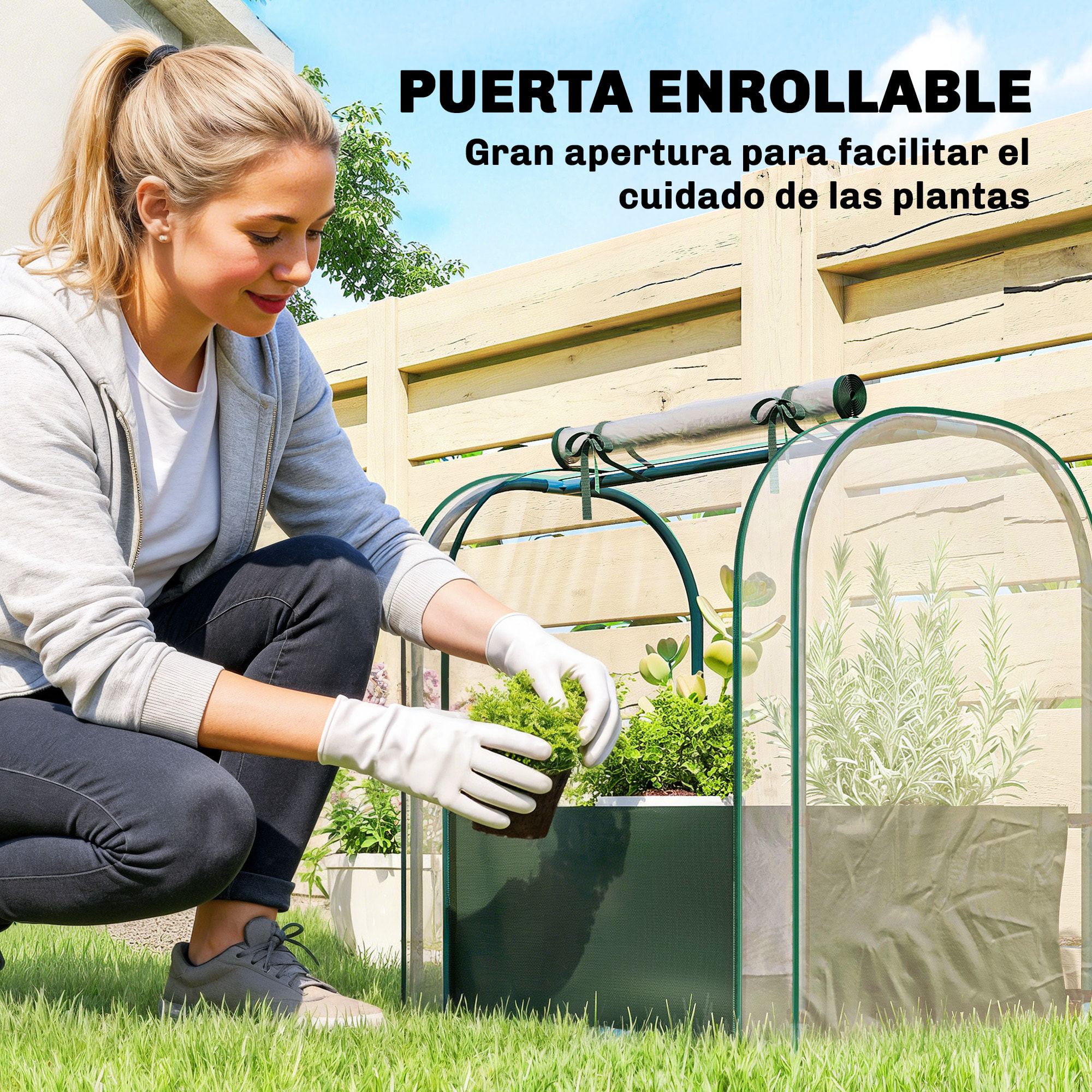 Mini Invernadero con Bolsa para Plantar, 68x50x70 cm, Invernadero Pequeño Portátil para Interior y Exterior con Puerta Enrollable, Marco Acero, Impermeable, para Jardín, Balcón o Patio, Verde