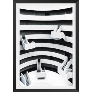 Affiche un escalier à paris Affiche + cadre en bois - Noir