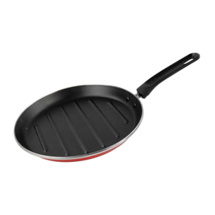 Asador redondo 'sr' ø28cm acero esmaltado rojo magefesa