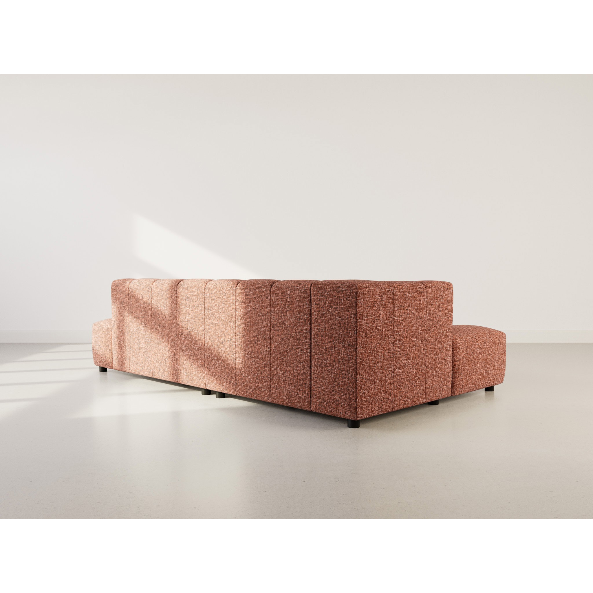 Curtis - canapé d'angle gauche 4 places sans accoudoir en tissu texturé - Terracotta