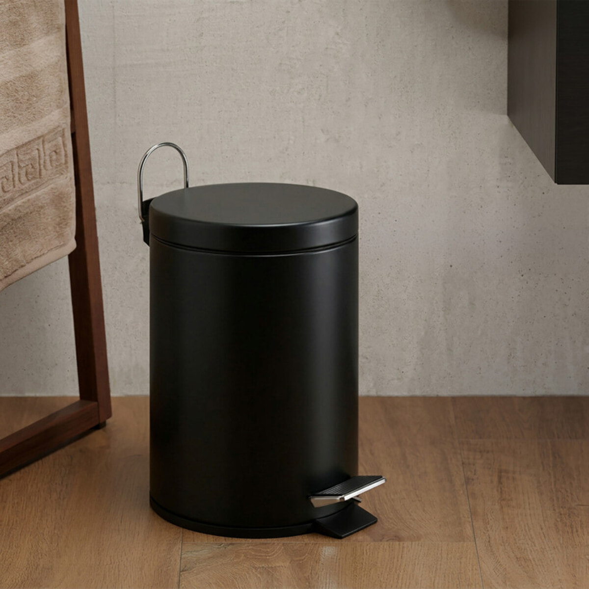 Poubelle à pédale Inox 5L Noir MSV