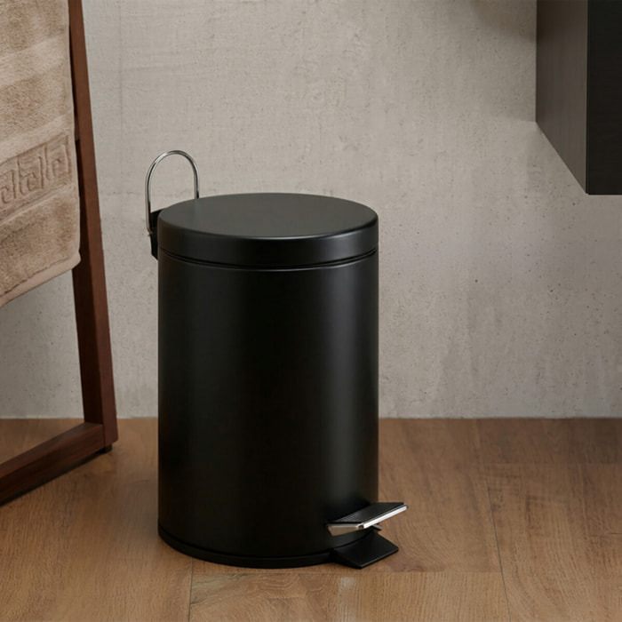 Poubelle à pédale Inox 5L Noir MSV