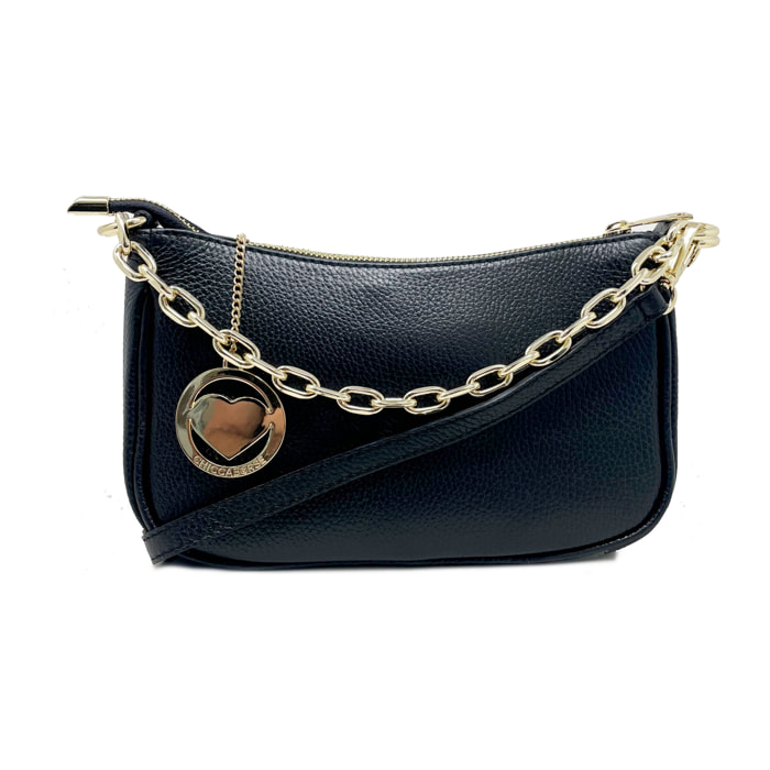 Chicca Borse - Tracollina Clutch Donna in Vera Pelle - Colore Nero