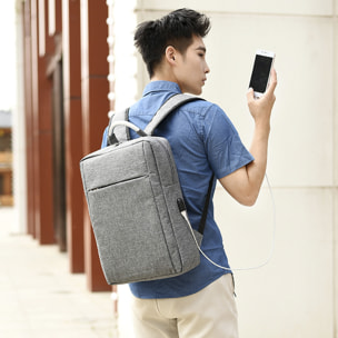 DAM Zaino per laptop  con interfaccia di ricarica USB. 30x12x42cm. Grigio