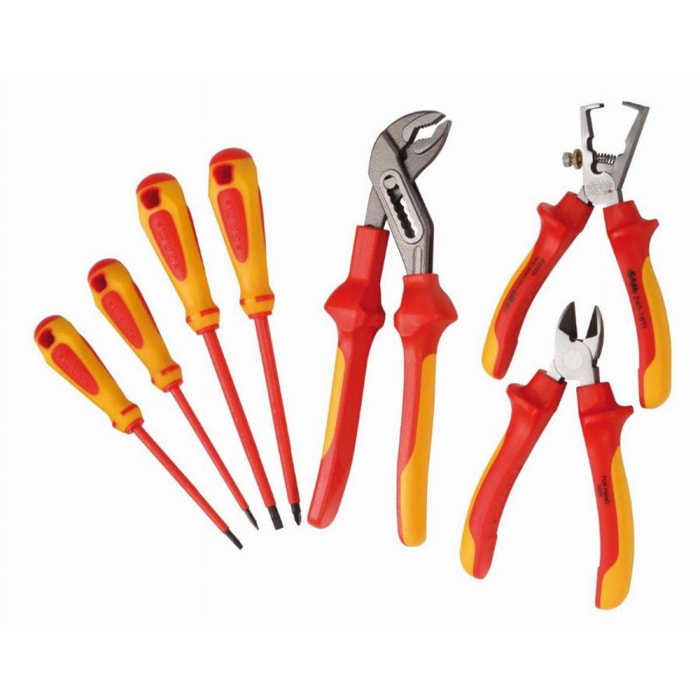 Jeu de 7 outils isoles 1000 volts 3 pinces + 4 tournevis vde SAM - ZTBPJ7