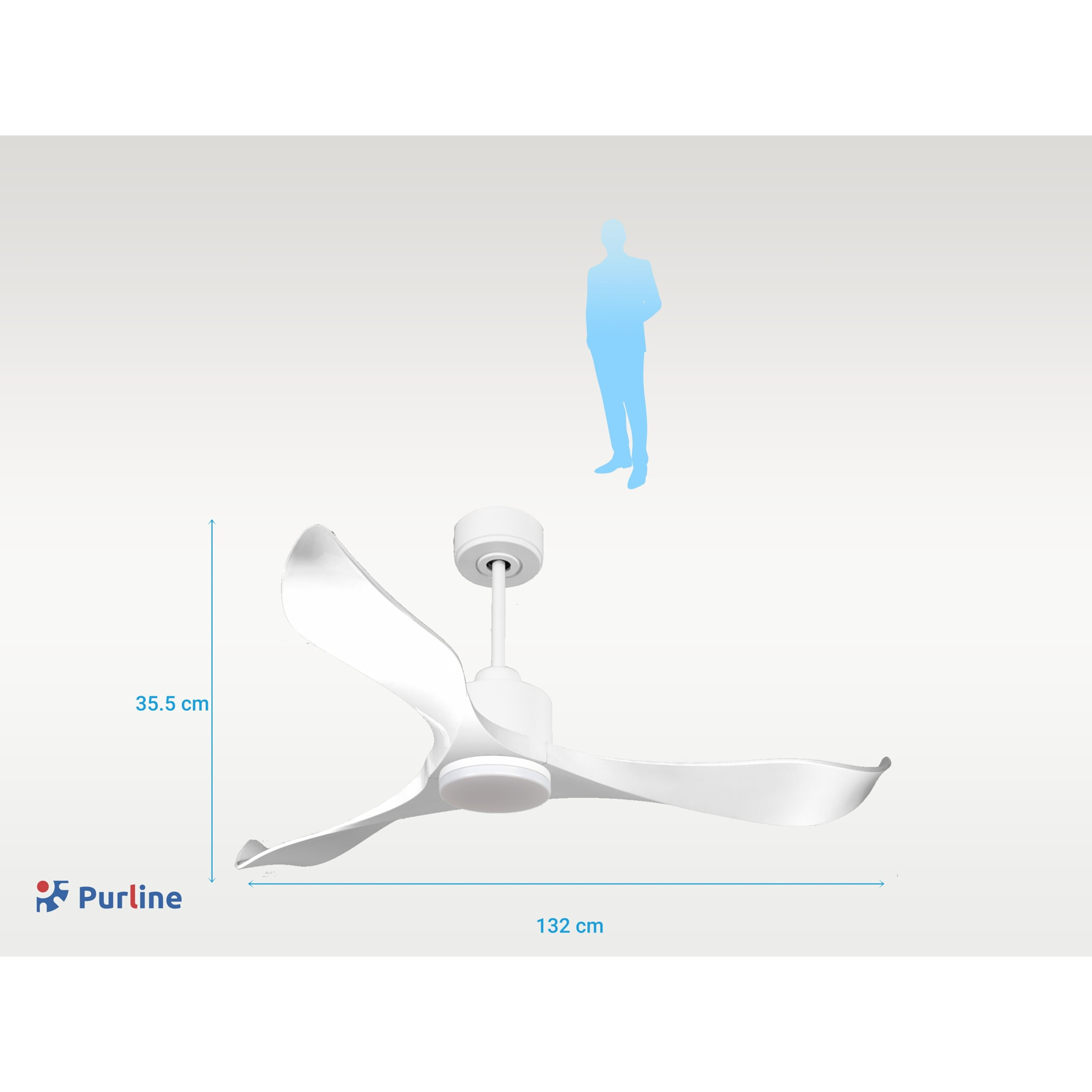 Ventilador de techo Reversible Termostato Dimable Wifi Motor DC Techos Inclinados Mando a Distancia Luz tres tonos Adaptador 2/3 Aspas Hypersilence Memoria VirginD132C03LED64932 PURLINE