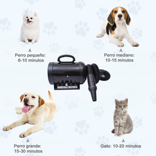 Conjunto para Mascotas Juego de Secador de Pelo para Perros 2800W y Mesa de Peluquería para Mascotas Plegable con Altura Ajustable 40x16x20 cm 107x60x170 cm Negro y Azul