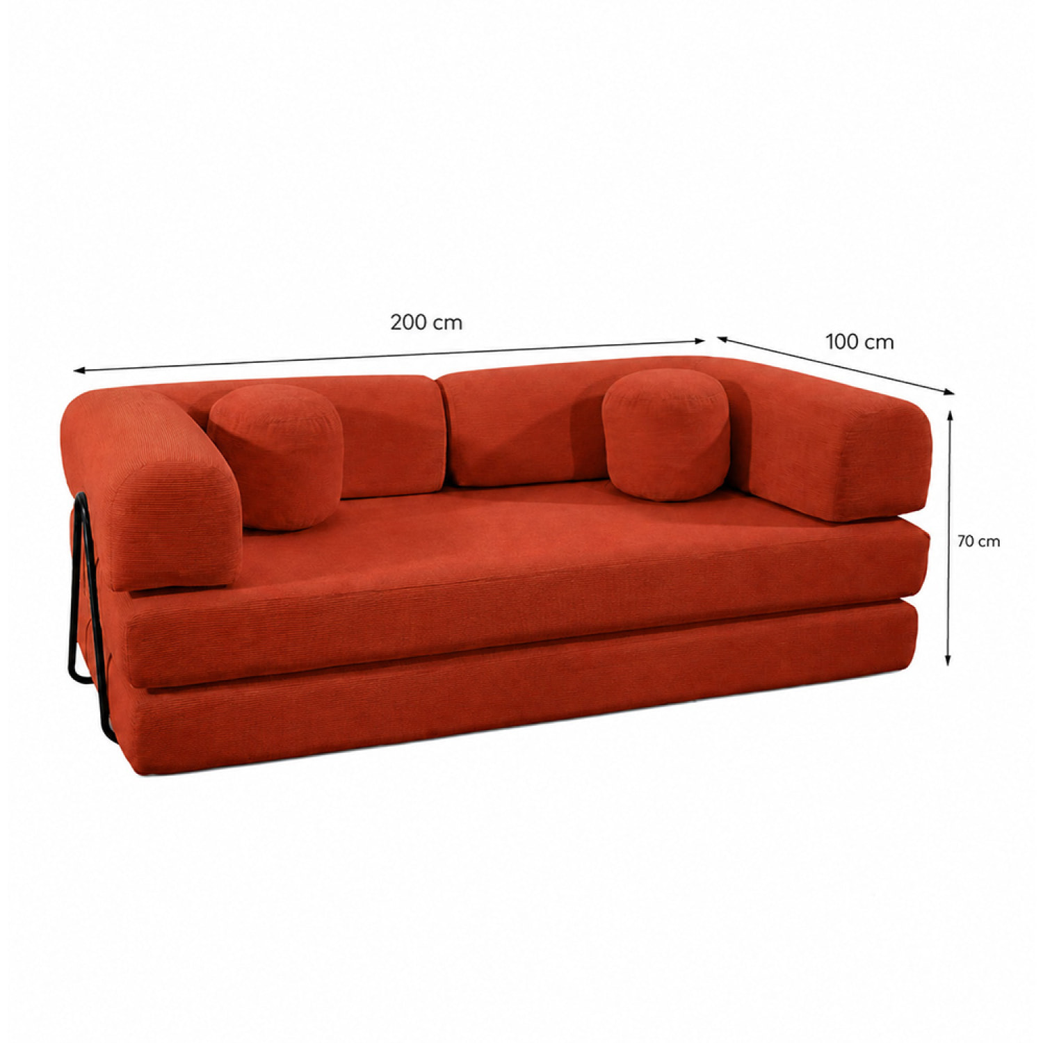 Canapé compressé convertible modulable 3 places en velours côtelé terracotta DEAN