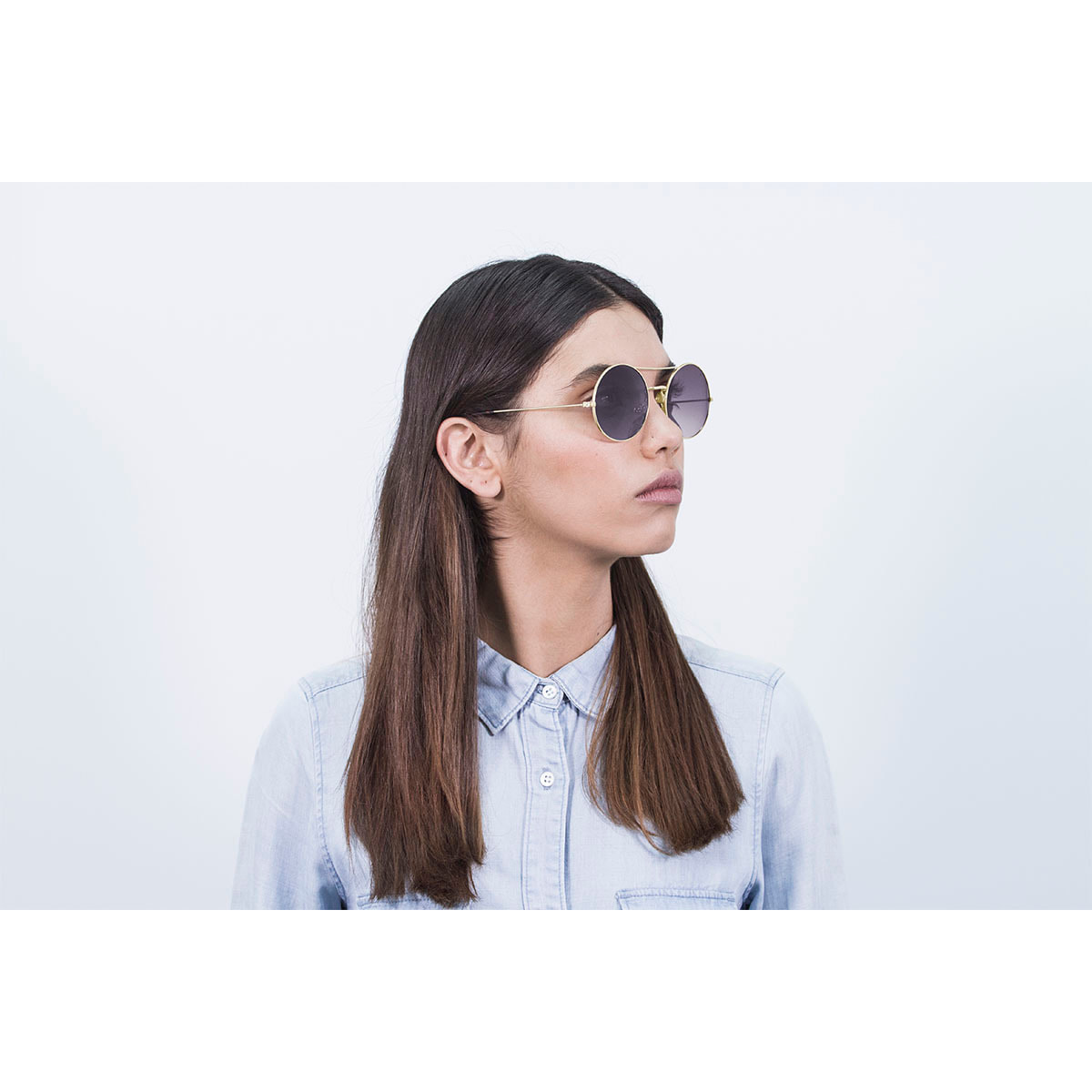 Gafas de sol OCEAN CIRCLE - Dorado brillante / Gris degradado