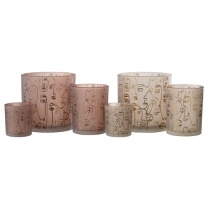 J-Line photophore Happy Faces Verre - terracotta - large