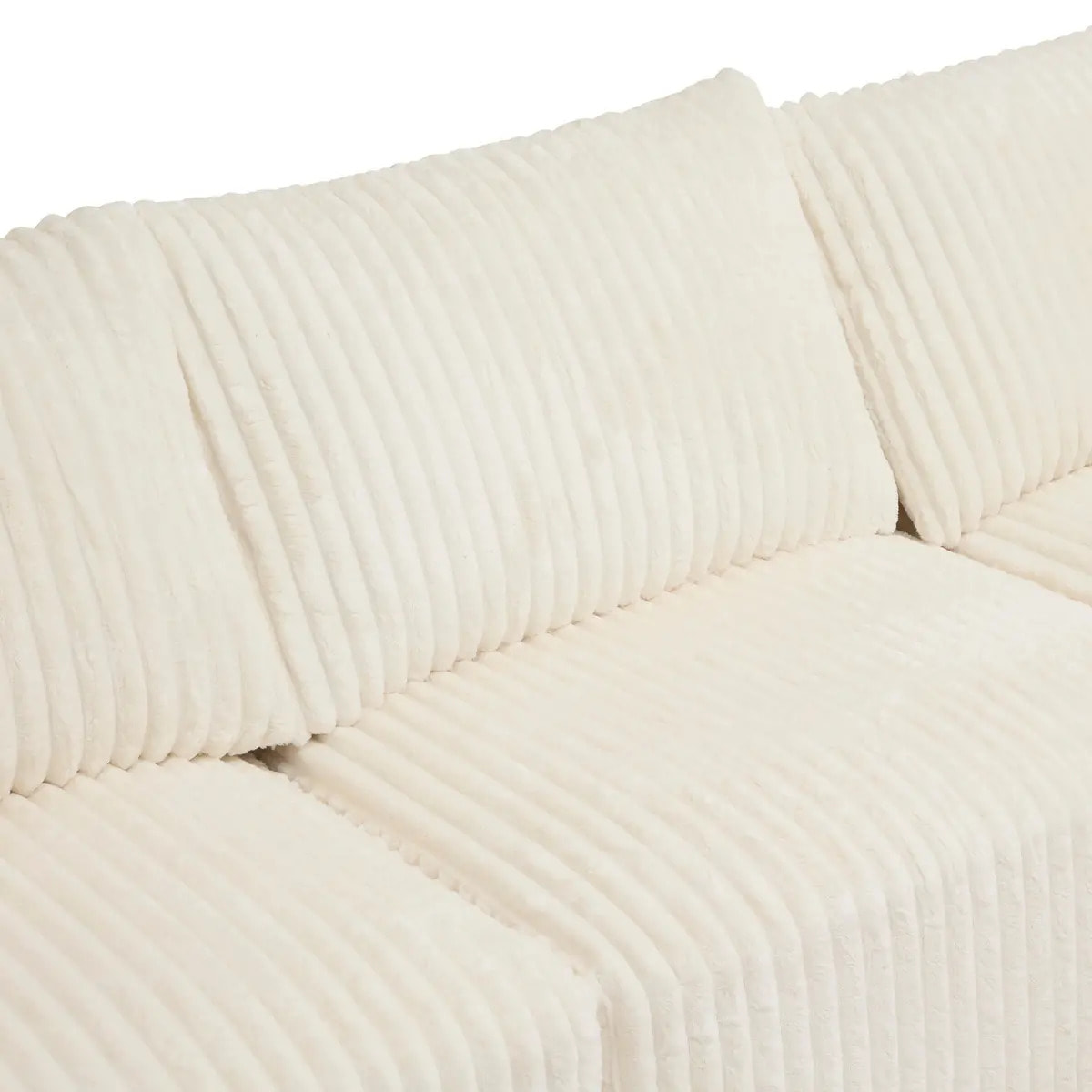 Canapé d'Angle Solka 3 Places 254x164x78 cm Côtelé Ivoire