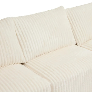 Canapé d'Angle Solka 3 Places 254x164x78 cm Côtelé Ivoire