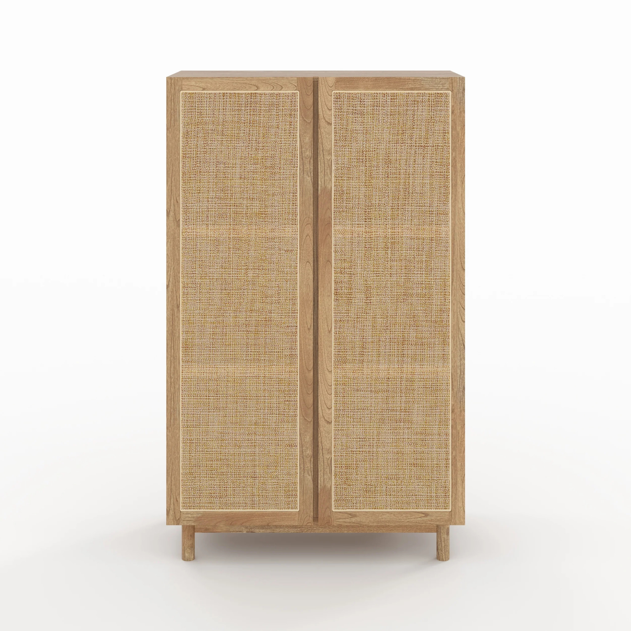 Armoire en bois massif de mindi et rotin - Delya