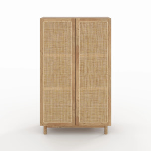 Armoire en bois massif de mindi et rotin - Delya