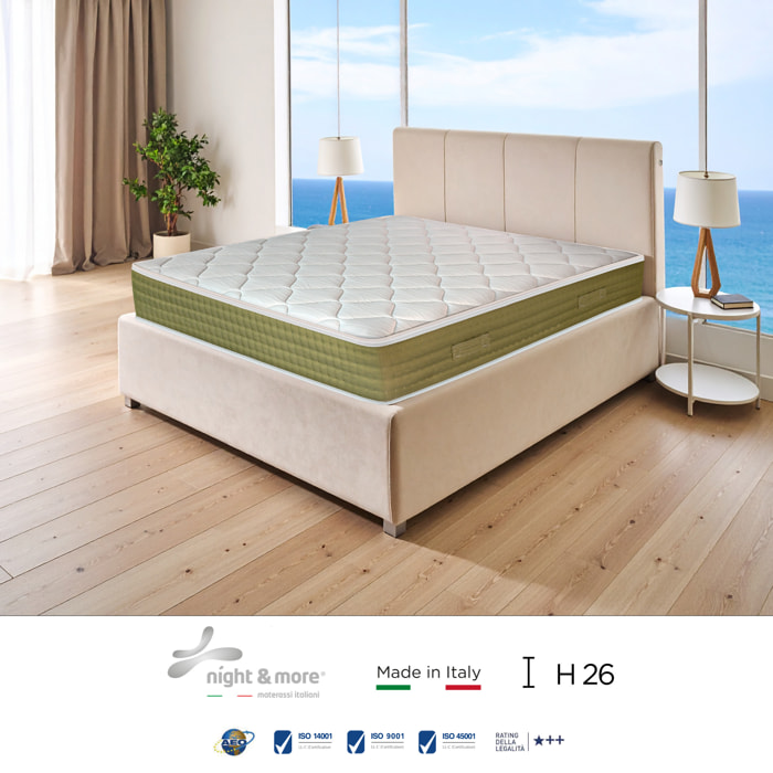 "Elegance Spring" H26 cm 120x190 guanciale Memory OMAGGIO a molle insacchettate indipendenti ,7 zone a portanza differenziata arrotolato