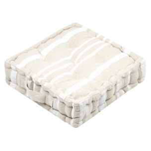 Coussin de sol 100% coton épais et moelleux à rayures - Crème