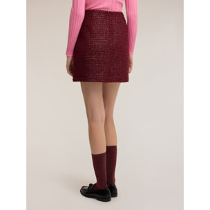 Motivi - Minifalda en bouclé con bolsillos - Burgundy
