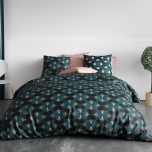 Parure housse de couette imprimé 100% coton marron - greek