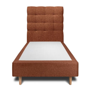Lit avec tête de lit capitonnée bouclette et sommier tapissier Ep20