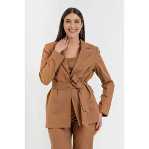 Kocca - Giacca da donna in cotone e lino con ricamo e cintura Donna